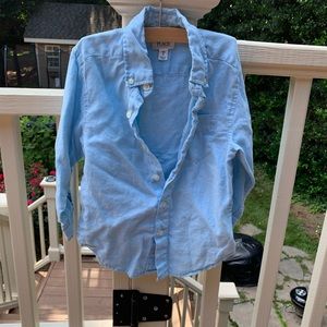 Blue linen blend button down size xs (4)